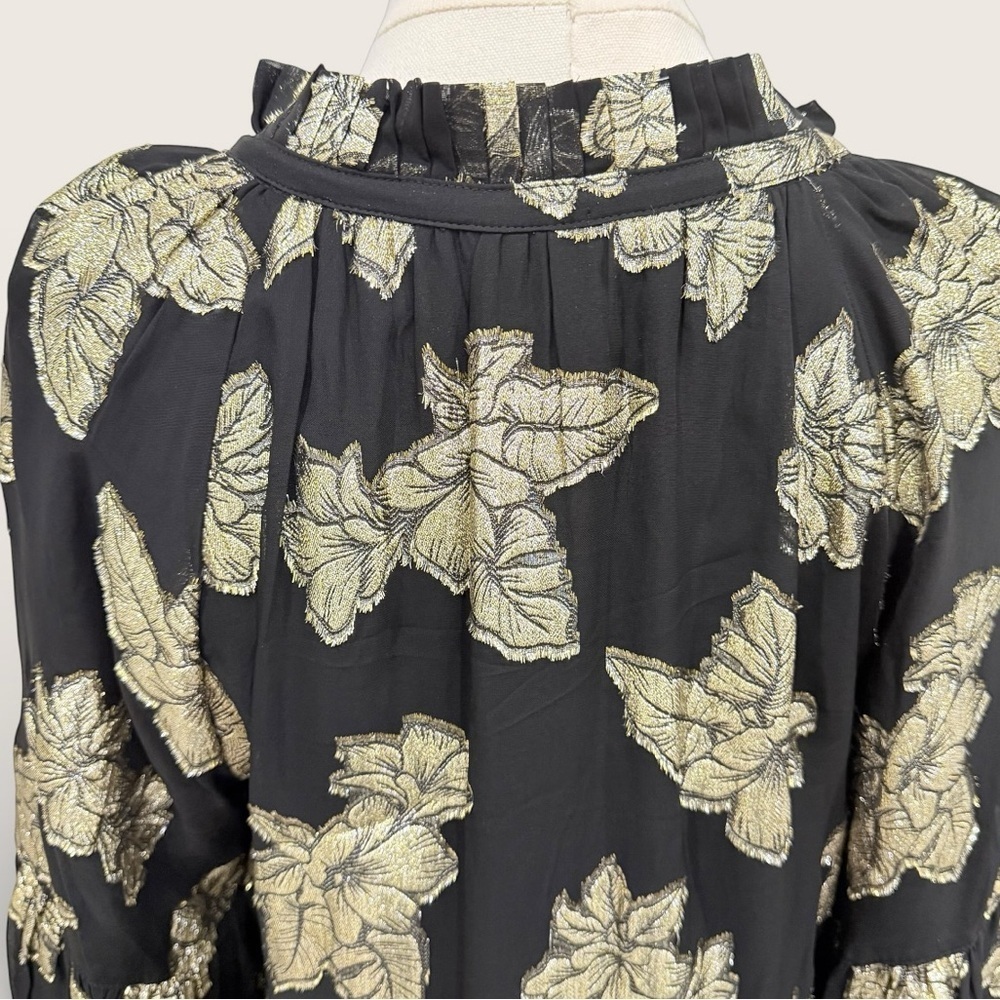 Tommy Bahama Shimmering Shores Long Sleeve Tiered Shift Dress Black Gold NWT - Picture 9 of 16
